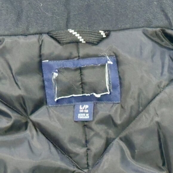 ~~Lands End Blue Stadium Hooded Long Coat Full Zip Womens Size L/P, 14/16 - Picture 7 of 8